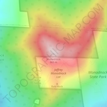 Mount Monadnock topographic map, elevation, terrain