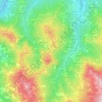 Crocetta topographic map, elevation, terrain