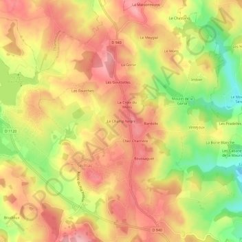 Le Champ Nègre topographic map, elevation, terrain