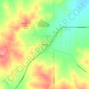 Kimba topographic map, elevation, terrain