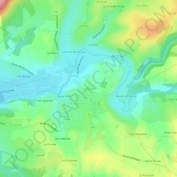 Le Pinier topographic map, elevation, terrain