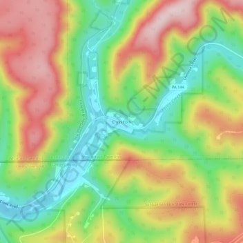 Cross Fork topographic map, elevation, terrain