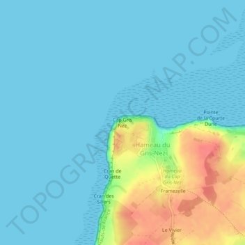 Cap Gris Nez topographic map, elevation, terrain