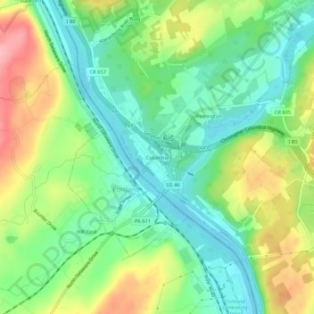 Columbia topographic map, elevation, terrain