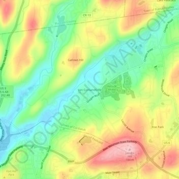 Van Cortlandtville topographic map, elevation, terrain
