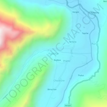 Panikhar topographic map, elevation, terrain