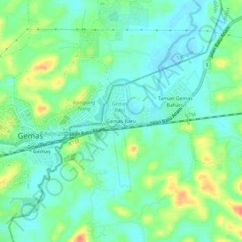 Gemas Baru topographic map, elevation, terrain