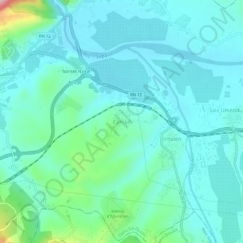 Azaghar (chamlal) topographic map, elevation, terrain