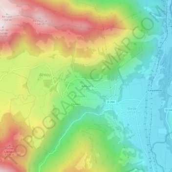 Arroust topographic map, elevation, terrain