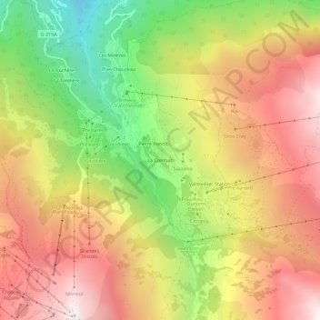 La Combaz topographic map, elevation, terrain