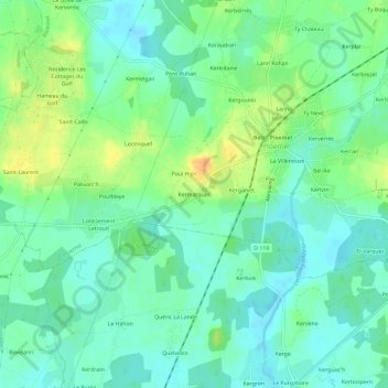 Kermarquer topographic map, elevation, terrain