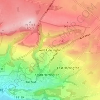 West Horrington topographic map, elevation, terrain