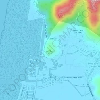 Bukit Kechil topographic map, elevation, terrain