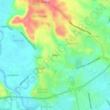 Balite topographic map, elevation, terrain