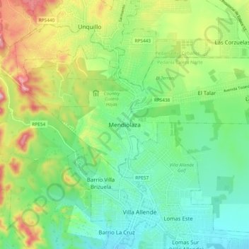 Mendiolaza topographic map, elevation, terrain