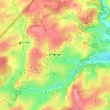 Lescheret topographic map, elevation, terrain