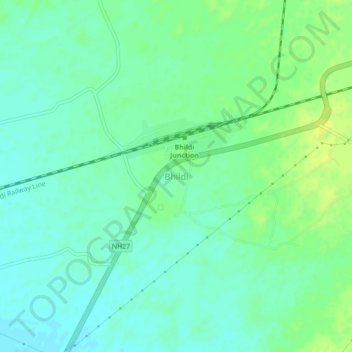 Bhildi topographic map, elevation, terrain