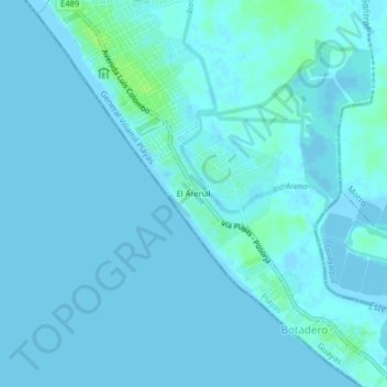 El Arenal topographic map, elevation, terrain