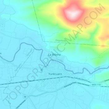 La Ribera topographic map, elevation, terrain