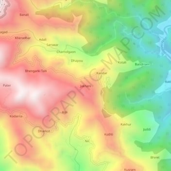 Jakhani topographic map, elevation, terrain