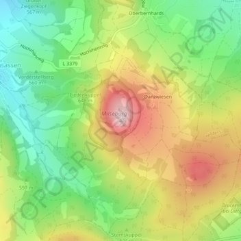 Milseburg topographic map, elevation, terrain