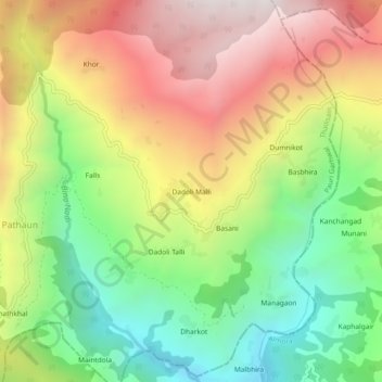 Dadoli Malli topographic map, elevation, terrain