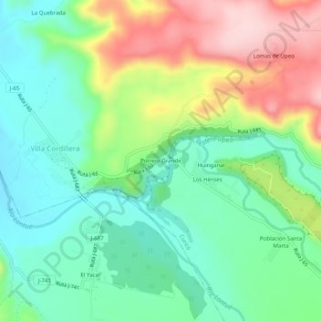 Potrero Grande topographic map, elevation, terrain