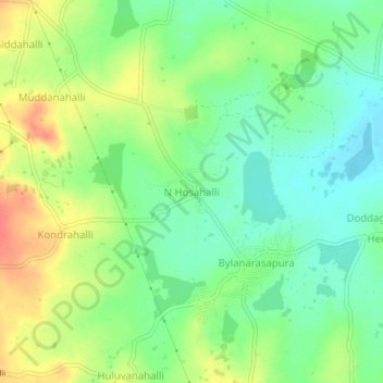 N Hosahalli topographic map, elevation, terrain