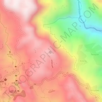Kiltepan Peak topographic map, elevation, terrain