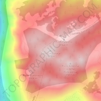 Pizzo Carbonara topographic map, elevation, terrain