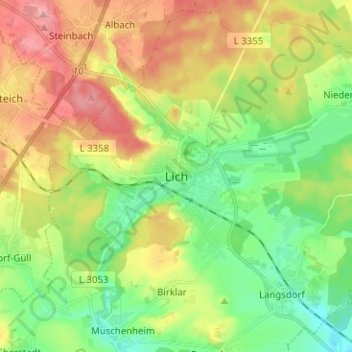 Lich topographic map, elevation, terrain