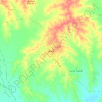 Sincé topographic map, elevation, terrain