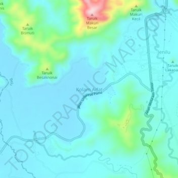 Kolam Adat topographic map, elevation, terrain