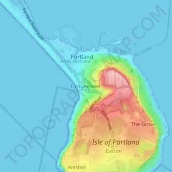 Fortuneswell topographic map, elevation, terrain