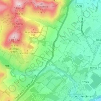 Easter Howgate topographic map, elevation, terrain