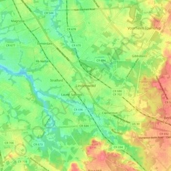 Lindenwold topographic map, elevation, terrain