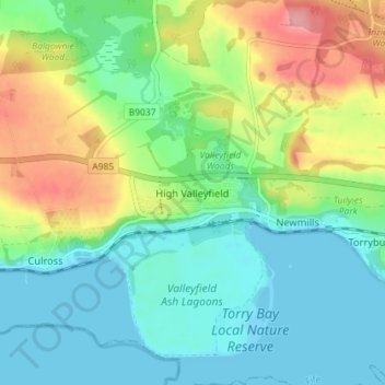 High Valleyfield topographic map, elevation, terrain