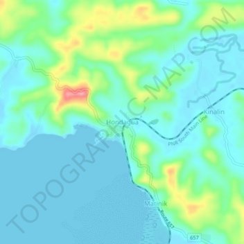 Hondagua topographic map, elevation, terrain