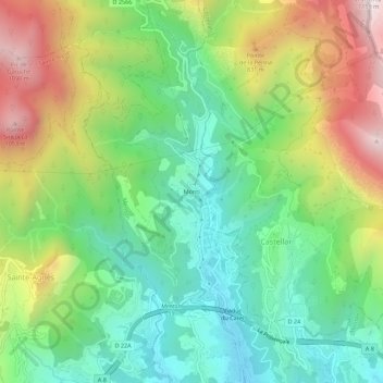 Monti topographic map, elevation, terrain