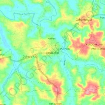 Kottakkal topographic map, elevation, terrain