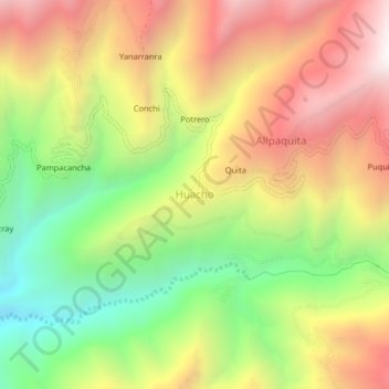 Huacho topographic map, elevation, terrain