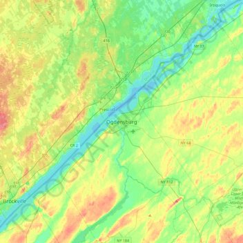 Ogdensburg topographic map, elevation, terrain