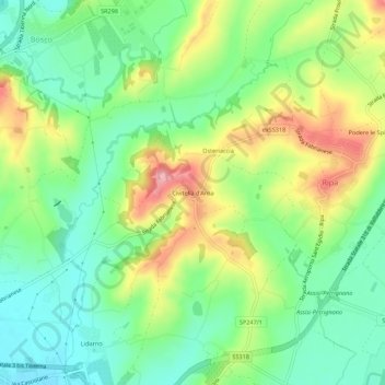 Civitella d'Arna topographic map, elevation, terrain