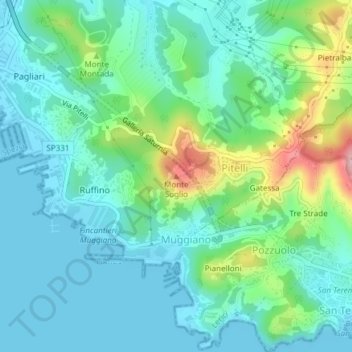 Monte Soglio topographic map, elevation, terrain