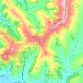 Colvalenza topographic map, elevation, terrain