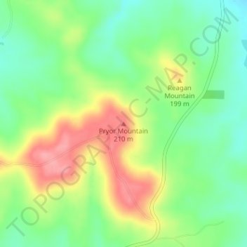 Pryor Mountain topographic map, elevation, terrain