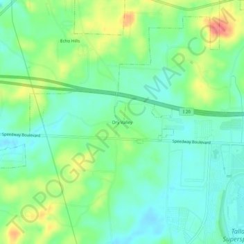 Dry Valley topographic map, elevation, terrain