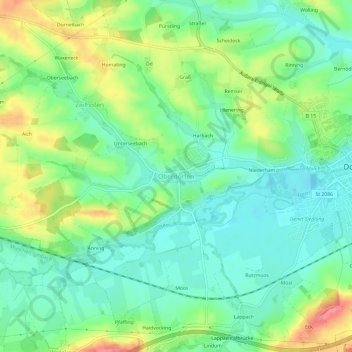 Oberdorfen topographic map, elevation, terrain