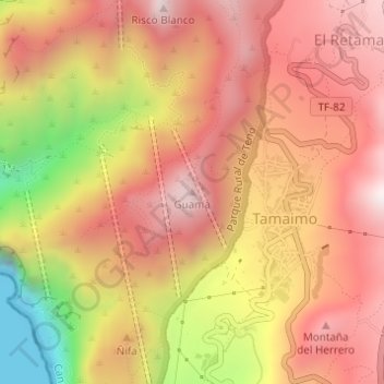 Guama topographic map, elevation, terrain
