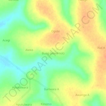Bung (abedmot) topographic map, elevation, terrain